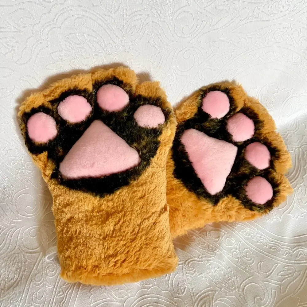 Black Orange Tiger Cat Paw Gloves Cosplay Costume Leopard Ocelot Furry Fursuit